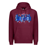 Burgundy I am a survivor Colon Cancer blue ribbon Premium Hoodie - NancyCooperArtShop