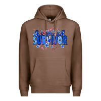 Chestnut I am a survivor Colon Cancer blue ribbon Premium Hoodie - NancyCooperArtShop