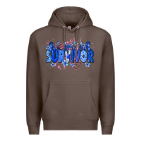 Coffee I am a survivor Colon Cancer blue ribbon Premium Hoodie - NancyCooperArtShop