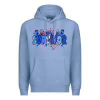 I Am A Survivor Colon Cancer Blue Ribbon Premium Hoodie | Teevron
