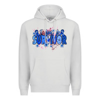 Dove Grey I am a survivor Colon Cancer blue ribbon Premium Hoodie - NancyCooperArtShop