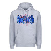 Heather Grey I am a survivor Colon Cancer blue ribbon Premium Hoodie - NancyCooperArtShop