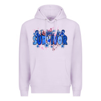 Lilac I am a survivor Colon Cancer blue ribbon Premium Hoodie - NancyCooperArtShop