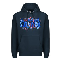 Navy I am a survivor Colon Cancer blue ribbon Premium Hoodie - NancyCooperArtShop