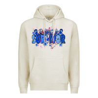 Oatmeal Heather I am a survivor Colon Cancer blue ribbon Premium Hoodie - NancyCooperArtShop