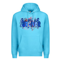 Ocean Blue I am a survivor Colon Cancer blue ribbon Premium Hoodie - NancyCooperArtShop