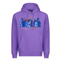 Purple I am a survivor Colon Cancer blue ribbon Premium Hoodie - NancyCooperArtShop