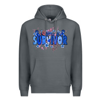 Rock I am a survivor Colon Cancer blue ribbon Premium Hoodie - NancyCooperArtShop