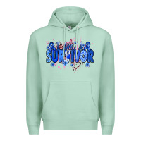 Seafoam I am a survivor Colon Cancer blue ribbon Premium Hoodie - NancyCooperArtShop