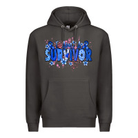 Smoke I am a survivor Colon Cancer blue ribbon Premium Hoodie - NancyCooperArtShop