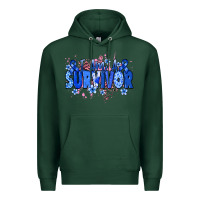 Sports Green I am a survivor Colon Cancer blue ribbon Premium Hoodie - NancyCooperArtShop