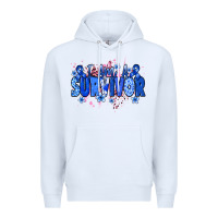White I am a survivor Colon Cancer blue ribbon Premium Hoodie - NancyCooperArtShop