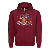 Burgundy god bless america Zipper Hoodie - texasbilliewilder