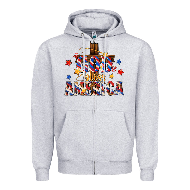 God Bless America Zipper Hoodie by texasbilliewilder | Teevron