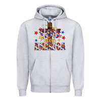 Heather Grey god bless america Zipper Hoodie - texasbilliewilder