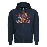 Navy god bless america Zipper Hoodie - texasbilliewilder