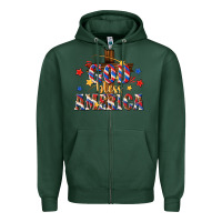 Sports Green god bless america Zipper Hoodie - texasbilliewilder
