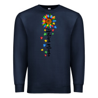 Navy autism mama sunflower black Premium Sweatshirt - JahusDesignShop