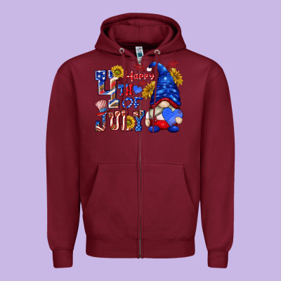Zipper Hoodie happy 4 th of july