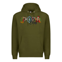 Army Green western christmas papa claus sunflowers and cactus Premium Hoodie - Jasminsmagicworld