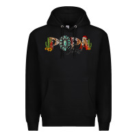 Black western christmas papa claus sunflowers and cactus Premium Hoodie - Jasminsmagicworld