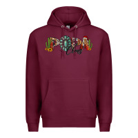 Burgundy western christmas papa claus sunflowers and cactus Premium Hoodie - Jasminsmagicworld