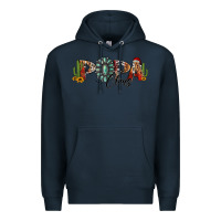 Navy western christmas papa claus sunflowers and cactus Premium Hoodie - Jasminsmagicworld
