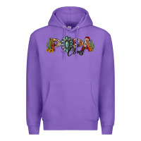 Purple western christmas papa claus sunflowers and cactus Premium Hoodie - Jasminsmagicworld