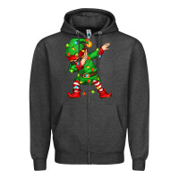 Charcoal Heather dabbing elf Zipper Hoodie - Zillion Design Studio