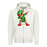 Oatmeal Heather dabbing elf Zipper Hoodie - Zillion Design Studio