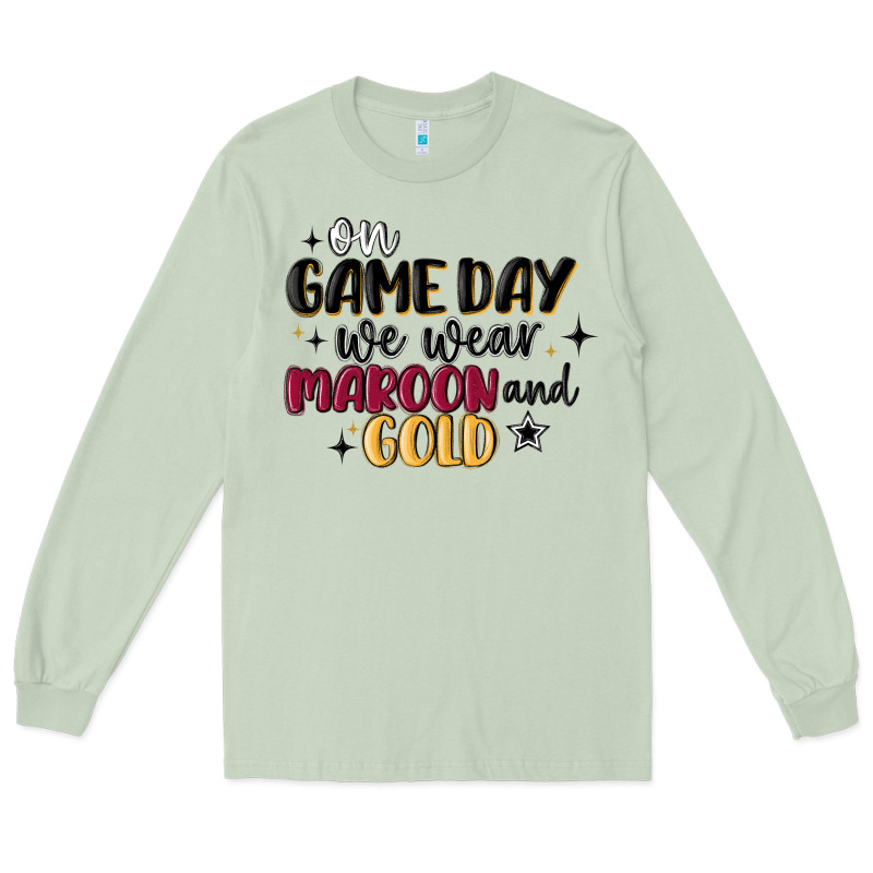 On Game Day We Wear Maroon And Gold Long Sleeve Tee by MaliasSmallBusiness | Teevron
