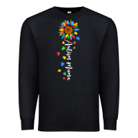 Black autism mama sunflower white Premium Sweatshirt - JahusDesignShop