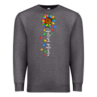 Charcoal Heather autism mama sunflower white Premium Sweatshirt - JahusDesignShop