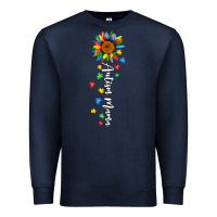 Navy autism mama sunflower white Premium Sweatshirt - JahusDesignShop