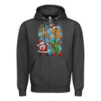 Charcoal Heather dabbing christmas Zipper Hoodie - Zillion Design Studio