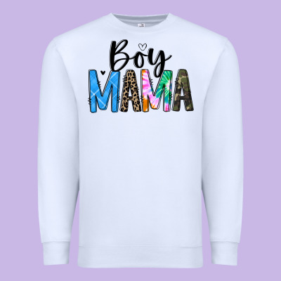 Boy Mama White Premium Sweatshirt Designed By Jahusdesignshop