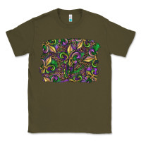Army Green Mardi Gras Fleur De Lis Classic Tee - RanaPortraitStore