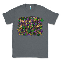 Charcoal Heather Mardi Gras Fleur De Lis Classic Tee - RanaPortraitStore