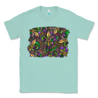 Seafoam Mardi Gras Fleur De Lis Classic Tee - RanaPortraitStore