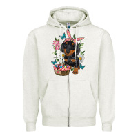 Oatmeal Heather easter dachshund Zipper Hoodie - RanaPortraitStore