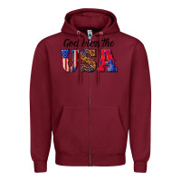 Burgundy god bless the usa Zipper Hoodie - texasbilliewilder