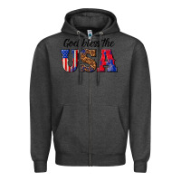 Charcoal Heather god bless the usa Zipper Hoodie - texasbilliewilder