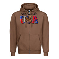 Chestnut god bless the usa Zipper Hoodie - texasbilliewilder