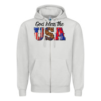 Dove Grey god bless the usa Zipper Hoodie - texasbilliewilder