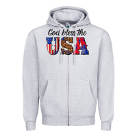 Heather Grey god bless the usa Zipper Hoodie - texasbilliewilder