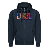 Navy god bless the usa Zipper Hoodie - texasbilliewilder