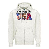 Oatmeal Heather god bless the usa Zipper Hoodie - texasbilliewilder
