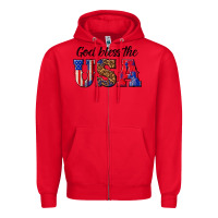 Red god bless the usa Zipper Hoodie - texasbilliewilder