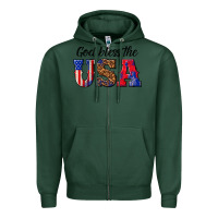 Sports Green god bless the usa Zipper Hoodie - texasbilliewilder