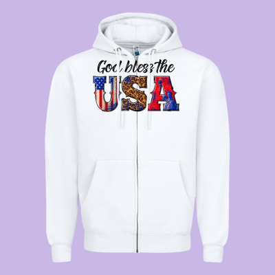 Zipper Hoodie god bless the usa